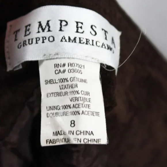 Vintage 1990s Chocolate Brown 100% Leather Sueded Skirt with Side Stitch - Picture 14 of 14